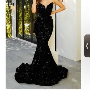 black long glitter dress